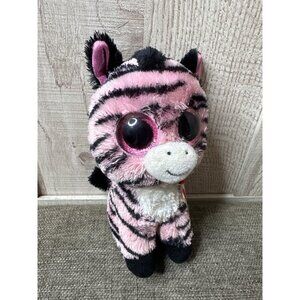 Ty Beanie Boo Zoey Zebra Plush Toy Pink & Black Striped 6" Stuffed Animal